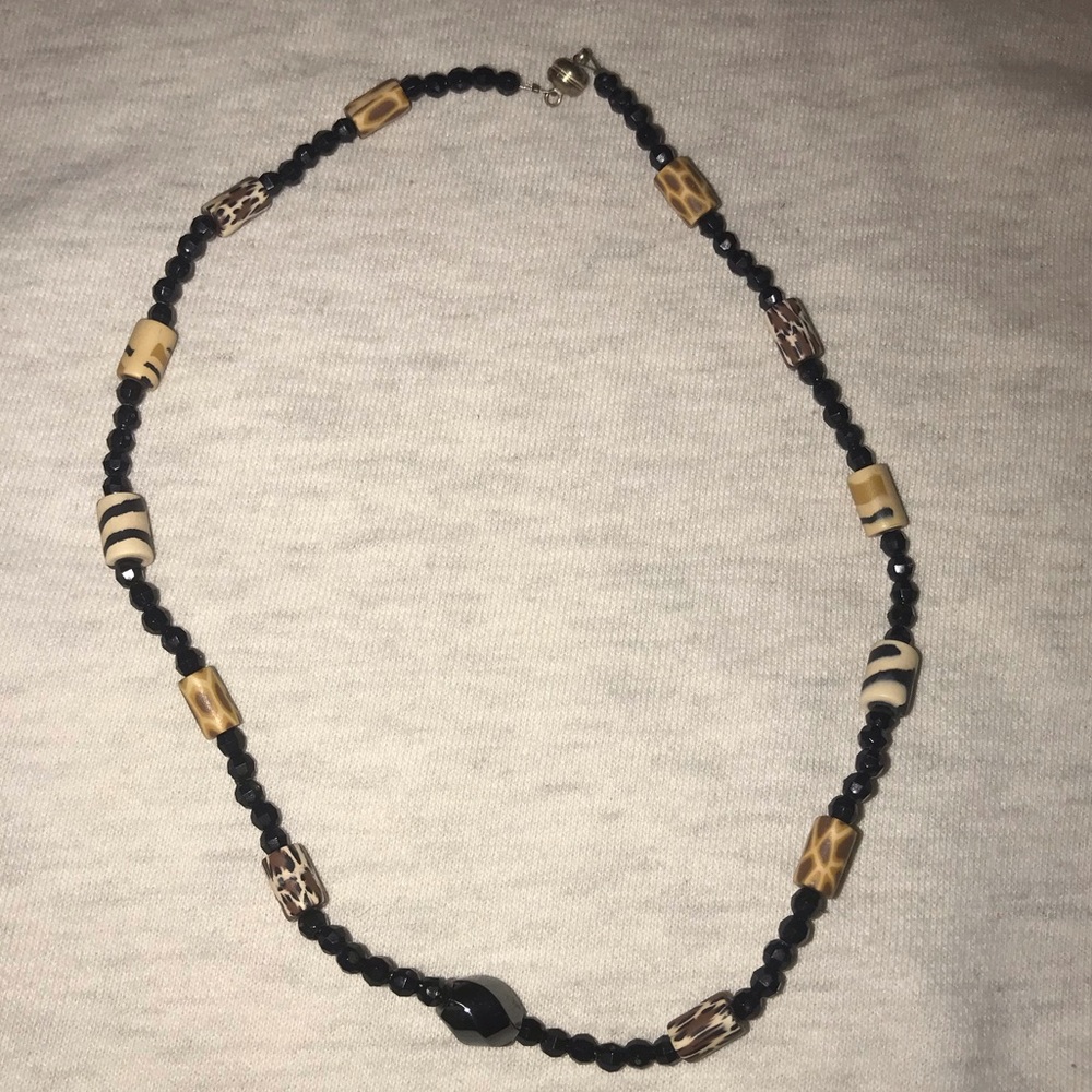 Black necklace with animal print beads
